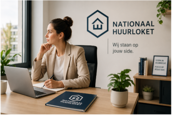 Medewerker van Nationaal Huurloket aan het werk