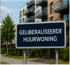 Bord met de tekst geliberaliseerde huurwoning